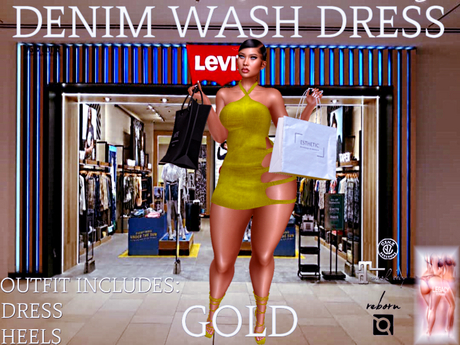 Second Life Marketplace - (SF) Denim Wash Dress Gold